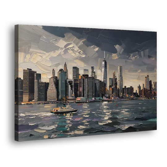 New York City Black And White Skyline - Canvas Wall Art - Side