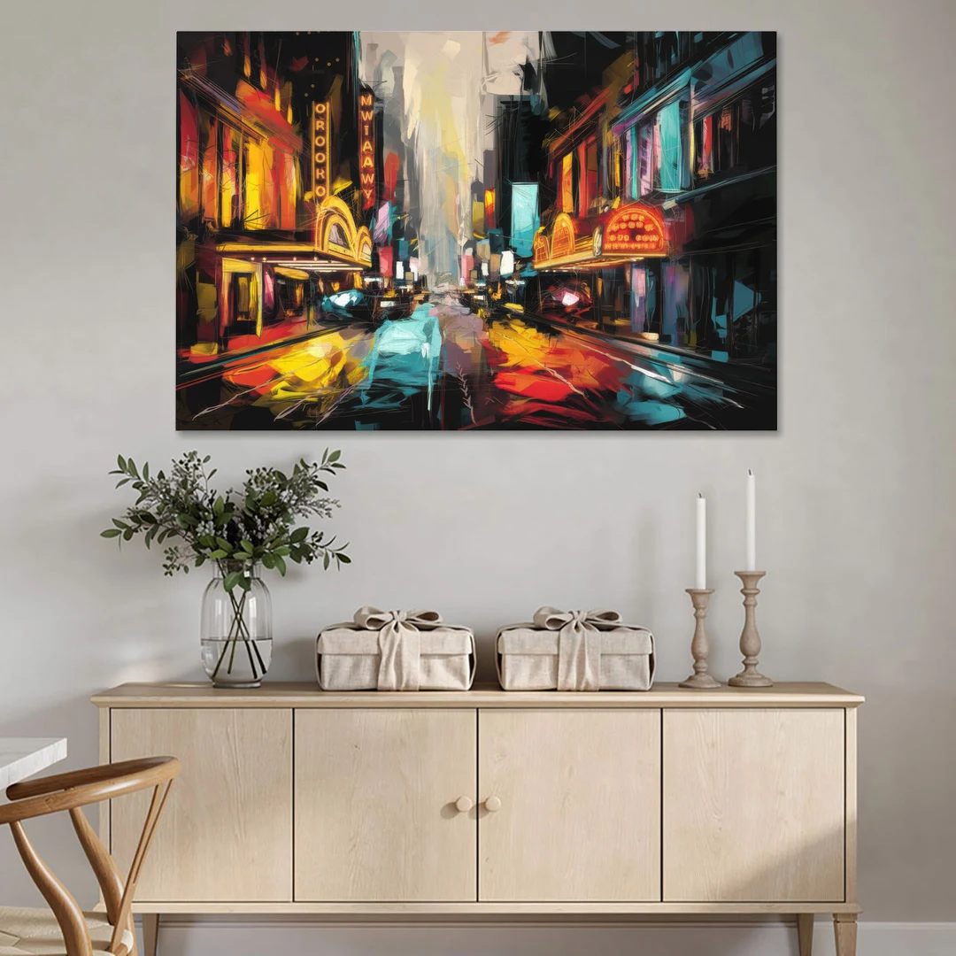 New York City Broadway Lights - Canvas Wall Art - Coffee Table - 60x40