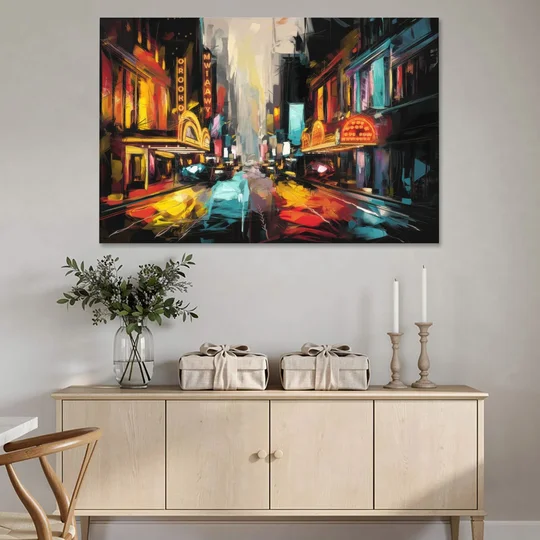 New York City Broadway Lights - Canvas Wall Art - Coffee Table - 60x40