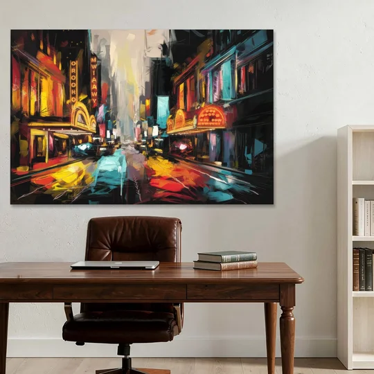 New York City Broadway Lights - Canvas Wall Art - Office - 60x40