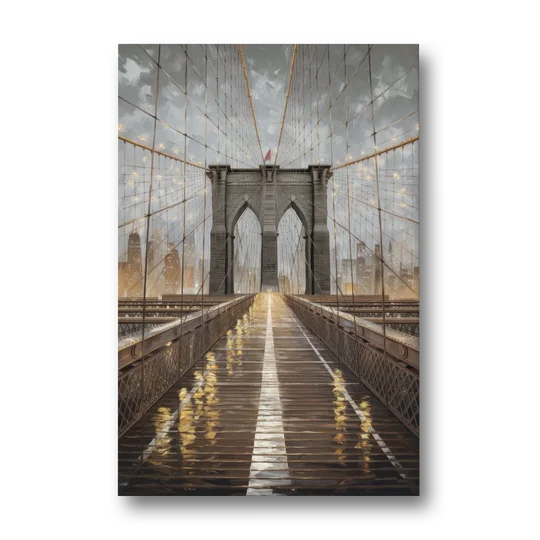New York City Brooklyn Bridge View - Canvas Wall Art - Front