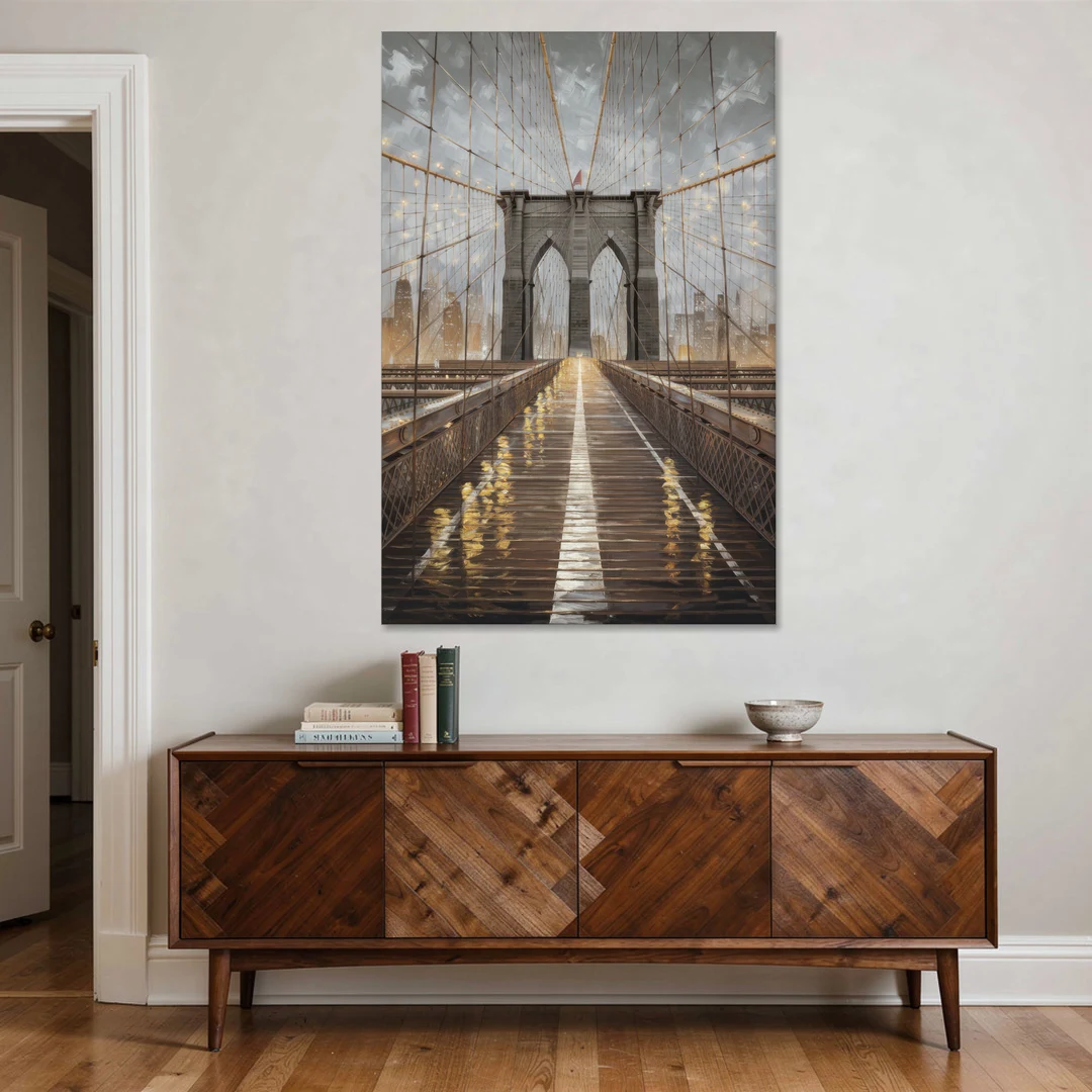 New York City Brooklyn Bridge View - Canvas Wall Art - Coffee Table - 40x60