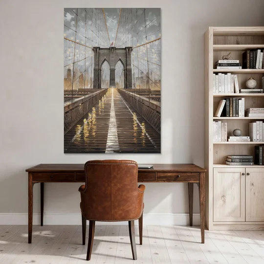 New York City Brooklyn Bridge View - Canvas Wall Art - Office - 40x60