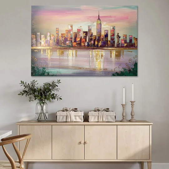 New York City Downtown Skyline - Canvas Wall Art - Coffee Table - 60x40