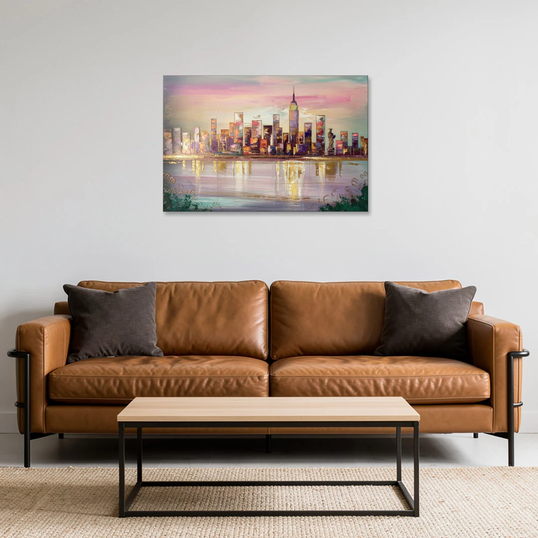 New York City Downtown Skyline - Canvas Wall Art - Sofa - 36x24
