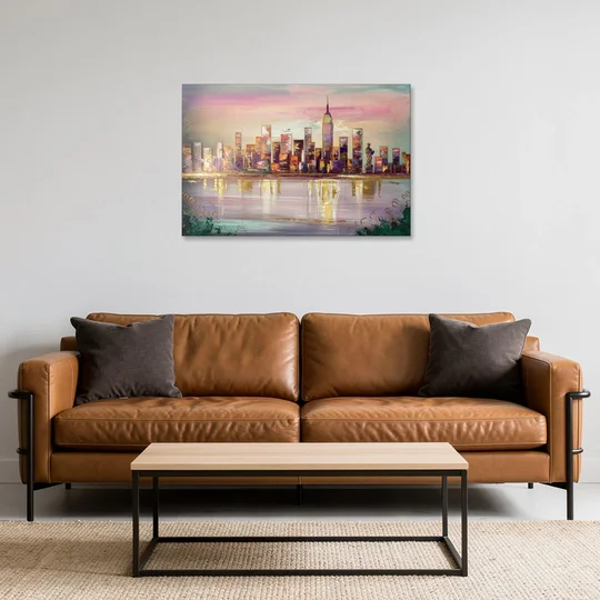 New York City Downtown Skyline - Canvas Wall Art - Sofa - 36x24