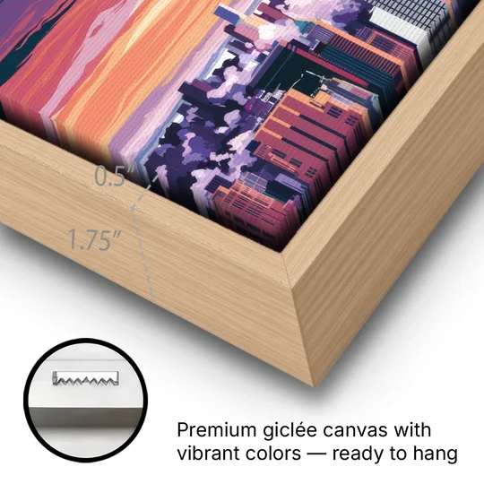New York City Empire State Building - Oak Framed Canvas Wall Art - Gallery Wrap Corner