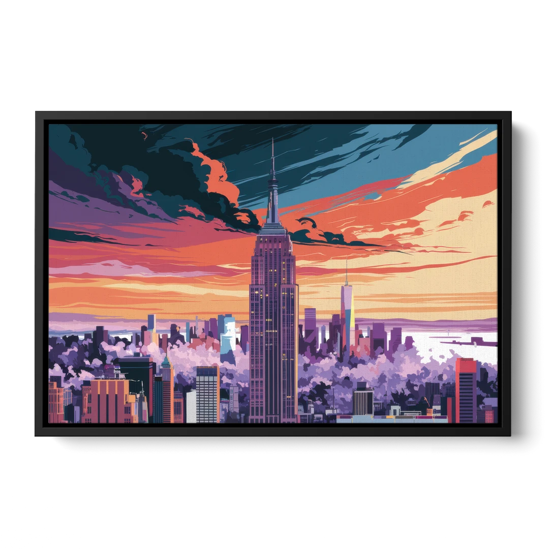 New York City Empire State Building - Black Framed Canvas Wall Art - Front