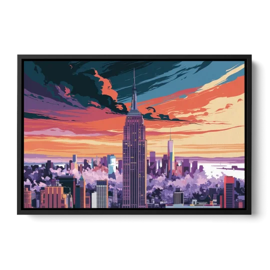 New York City Empire State Building - Black Framed Canvas Wall Art - Front