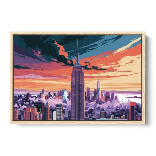 New York City Empire State Building - Oak Framed Canvas Wall Art - Front