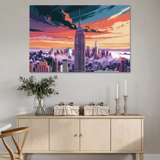 New York City Empire State Building - Canvas Wall Art - Coffee Table - 60x40