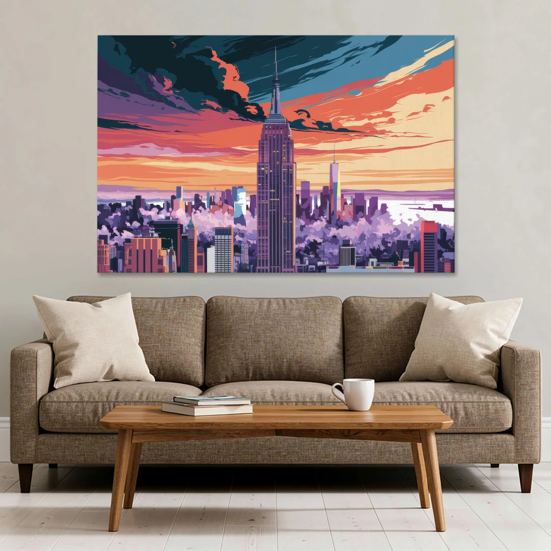 New York City Empire State Building - Canvas Wall Art - Sofa - 60x40