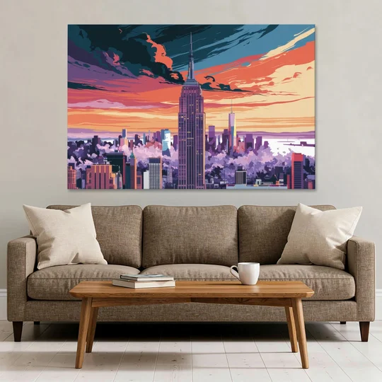 New York City Empire State Building - Canvas Wall Art - Sofa - 60x40