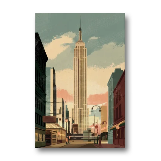 New York City Empire State Building Sunny - Canvas Wall Art - Front