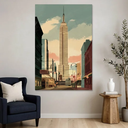 New York City Empire State Building Sunny - Canvas Wall Art - Sofa - 40x60