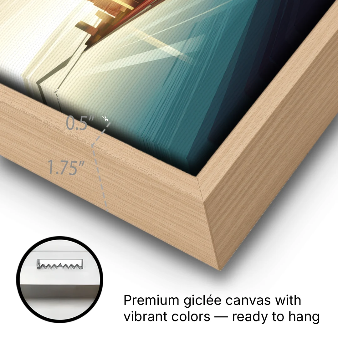 New York City Financial District - Oak Framed Canvas Wall Art - Gallery Wrap Corner