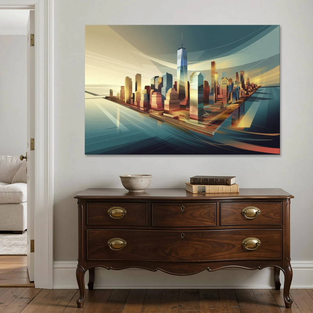 New York City Financial District - Canvas Wall Art - Coffee Table - 60x40