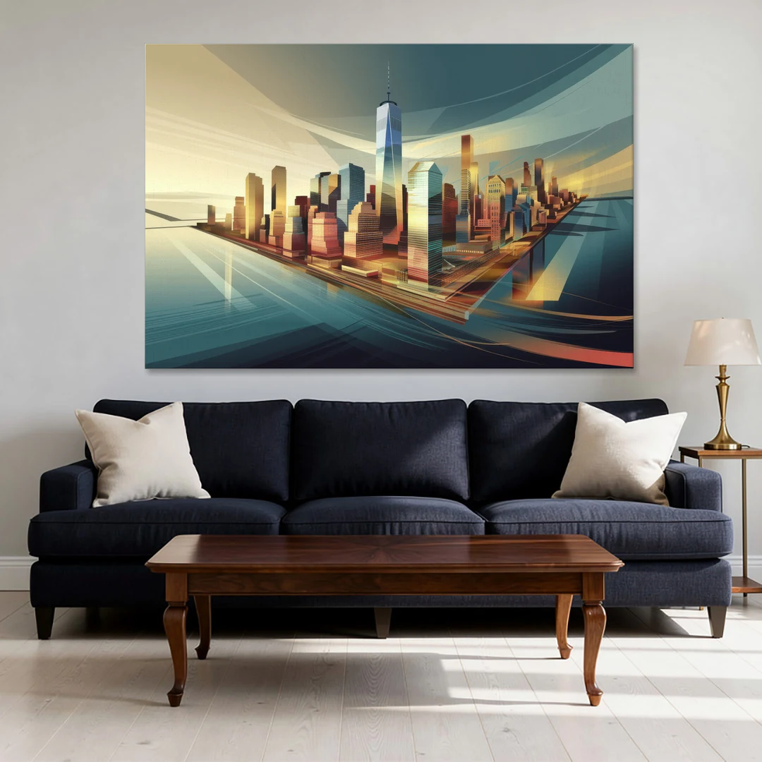 New York City Financial District - Canvas Wall Art - Sofa - 60x40