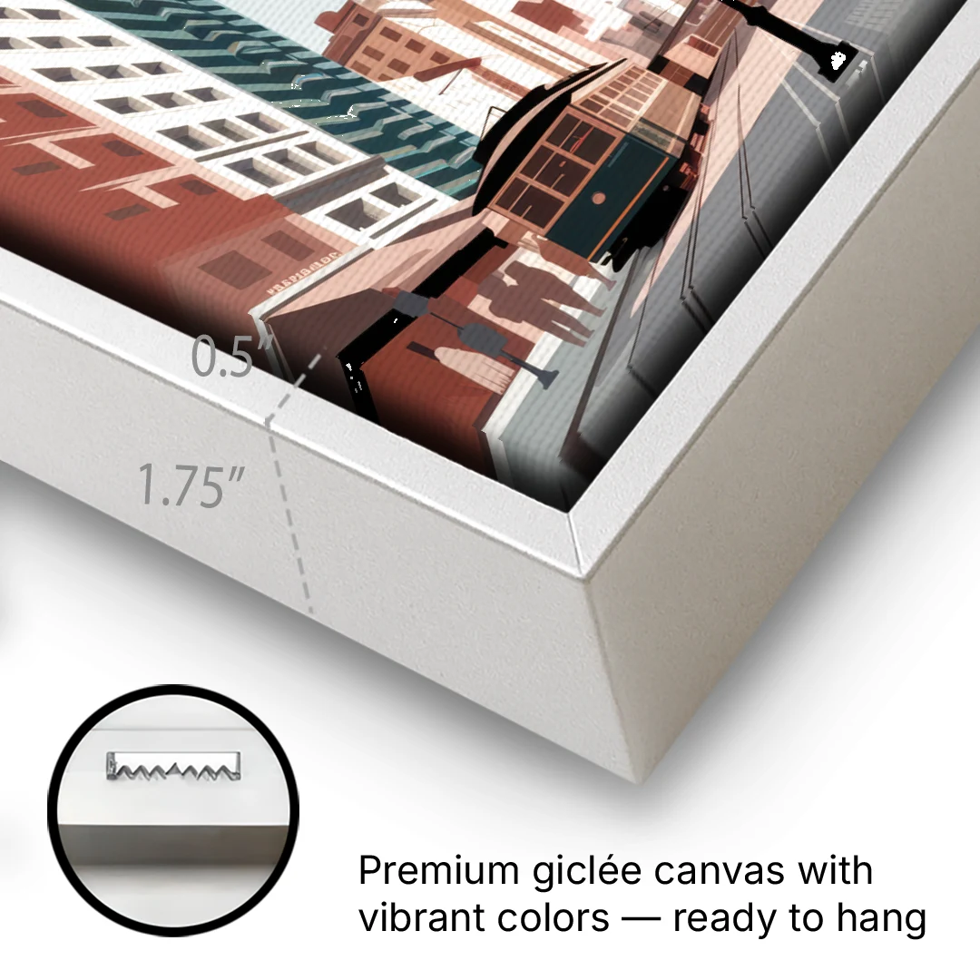 New York City Flatiron Building - White Framed Canvas Wall Art - Gallery Wrap Corner
