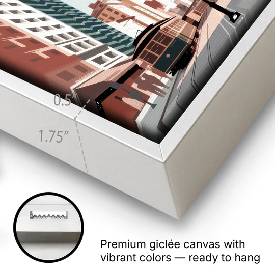 New York City Flatiron Building - White Framed Canvas Wall Art - Gallery Wrap Corner