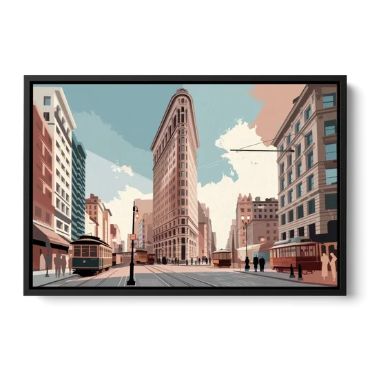 New York City Flatiron Building - Black Framed Canvas Wall Art - Front