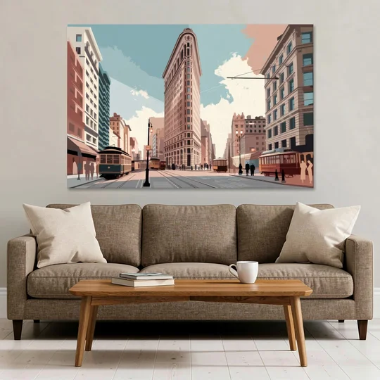 New York City Flatiron Building - Canvas Wall Art - Sofa - 60x40