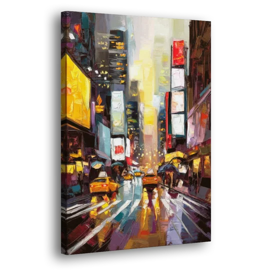 New York City Framed Street Photography Evening - Canvas Wall Art - Side