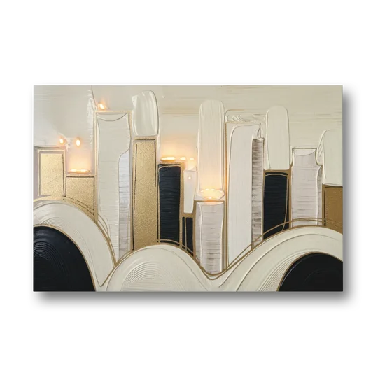 New York City Golden Glow Skyline - Canvas Wall Art - Front