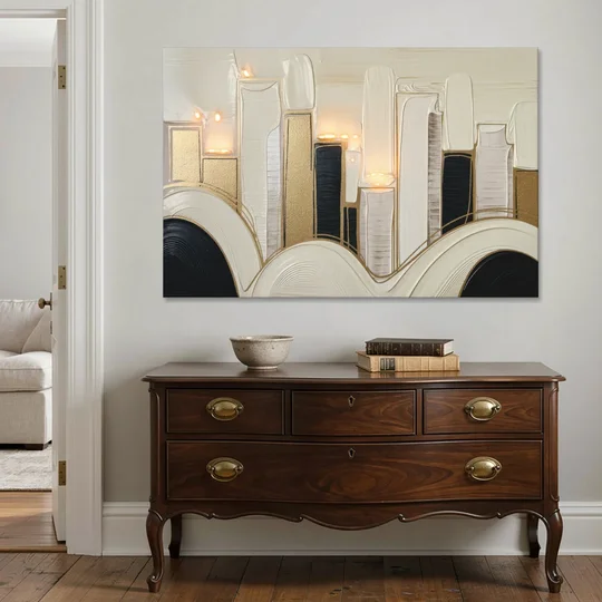 New York City Golden Glow Skyline - Canvas Wall Art - Coffee Table - 60x40