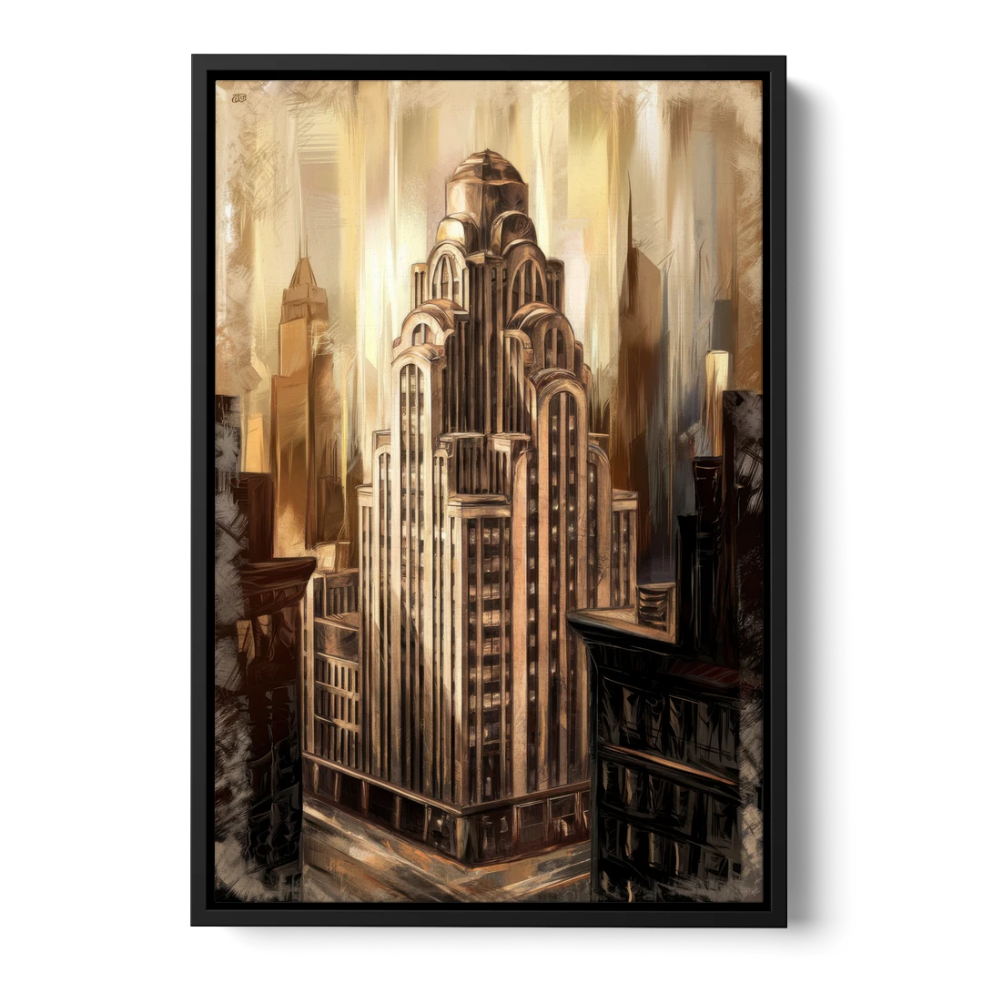 New York City Historic Architecture - Black Framed Canvas Wall Art - Front