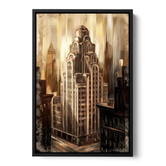 New York City Historic Architecture - Black Framed Canvas Wall Art - Front