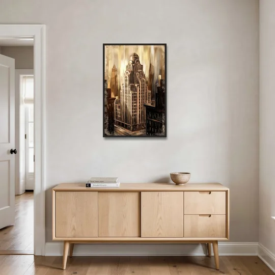 New York City Historic Architecture - Black Framed Canvas Wall Art - Coffee Table - 24x36