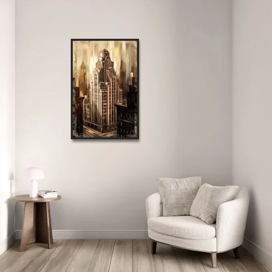 New York City Historic Architecture - Black Framed Canvas Wall Art - Sofa - 24x36