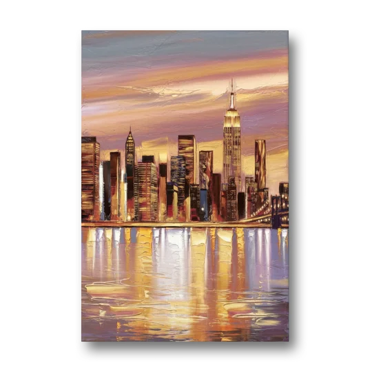 New York City Skyline at Dusk - Canvas Wall Art - Front