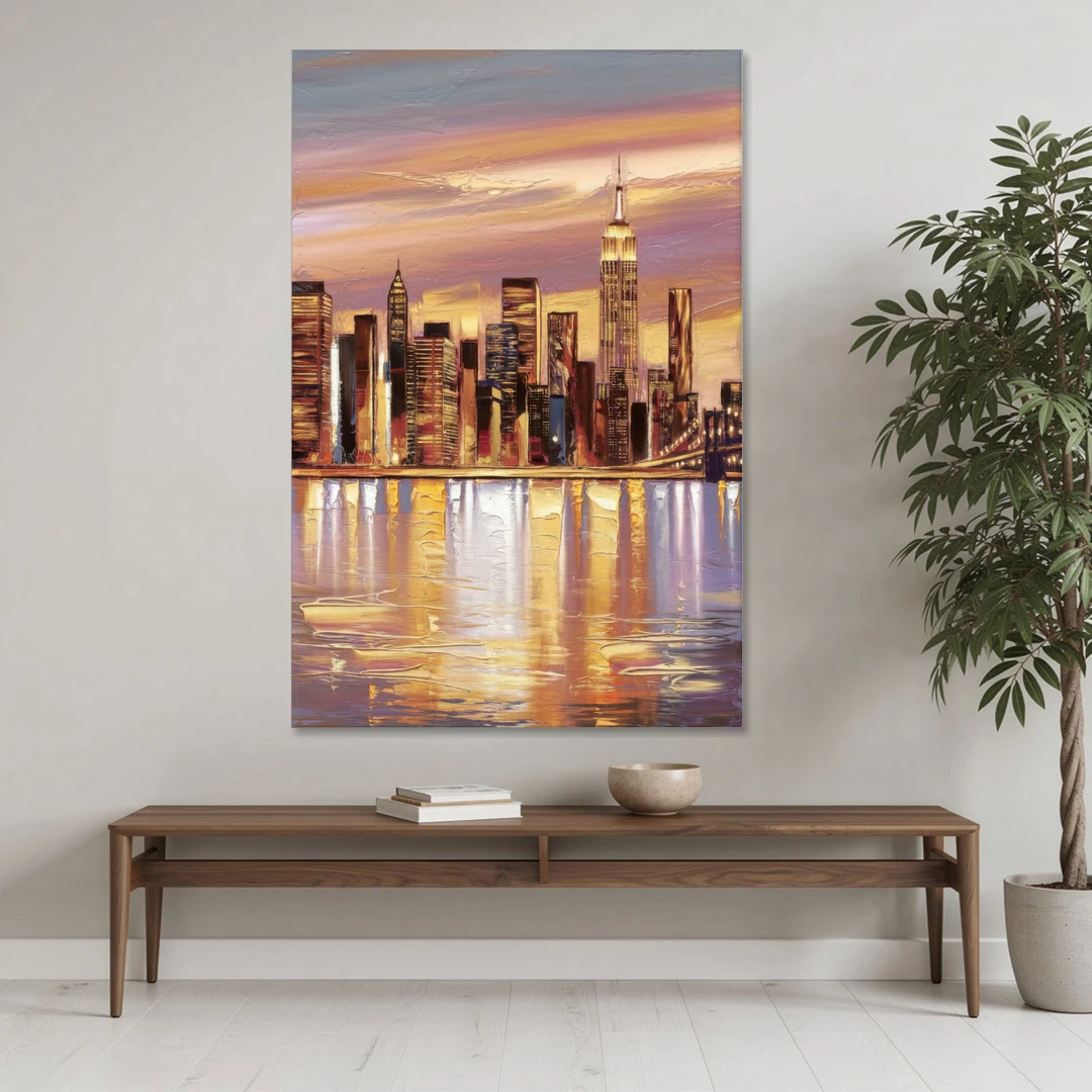 New York City Skyline at Dusk - Canvas Wall Art - Coffee Table - 40x60