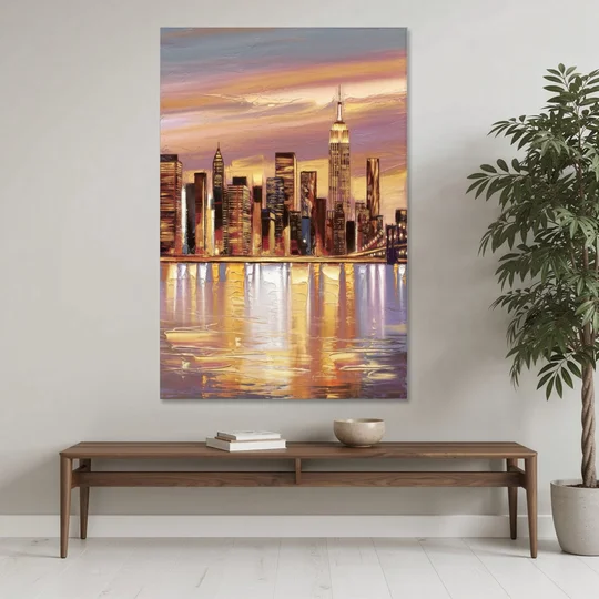 New York City Skyline at Dusk - Canvas Wall Art - Coffee Table - 40x60