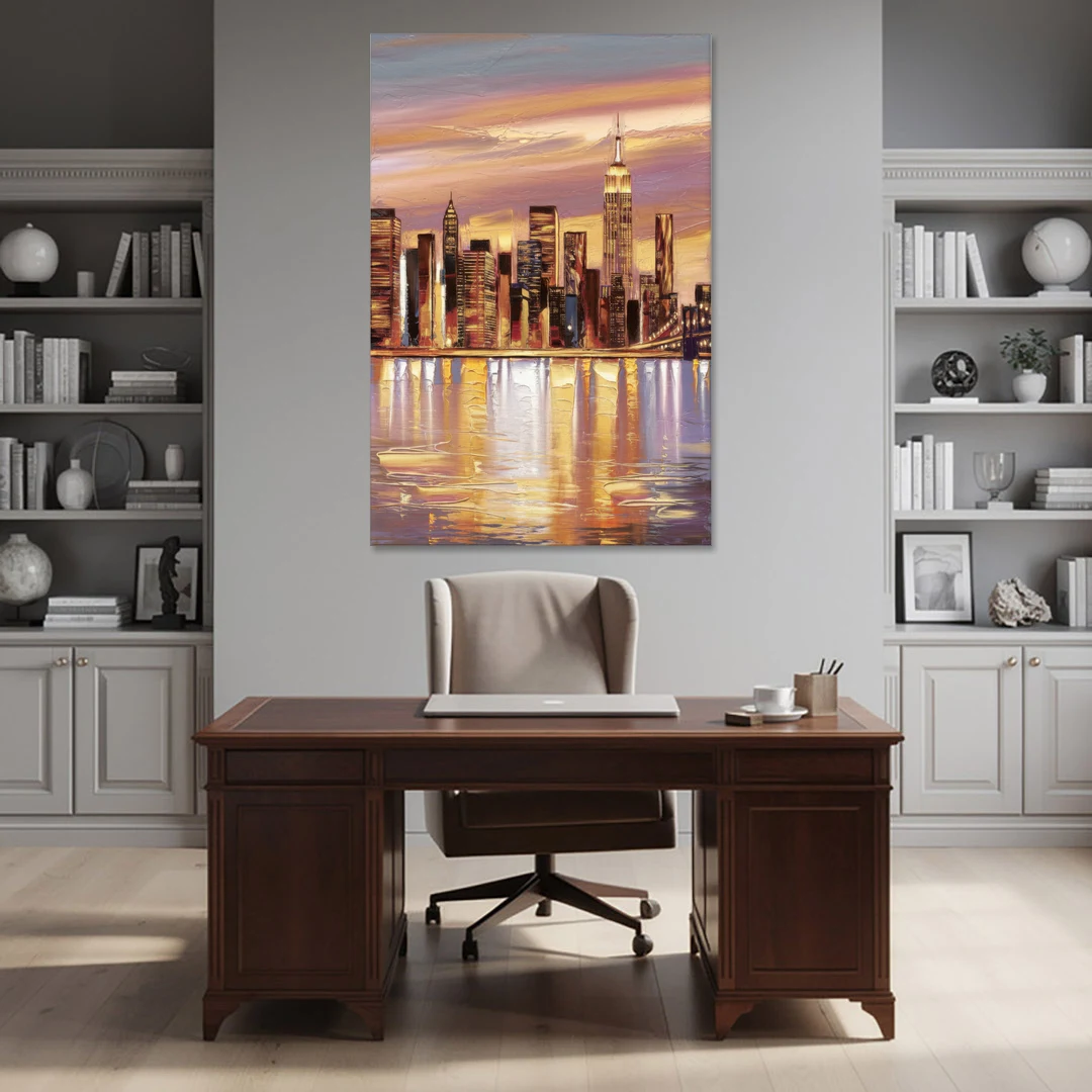 New York City Skyline at Dusk - Canvas Wall Art - Office - 40x60