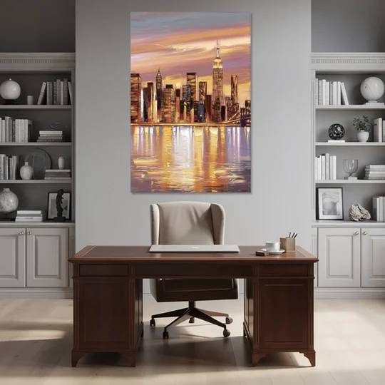 New York City Skyline at Dusk - Canvas Wall Art - Office - 40x60