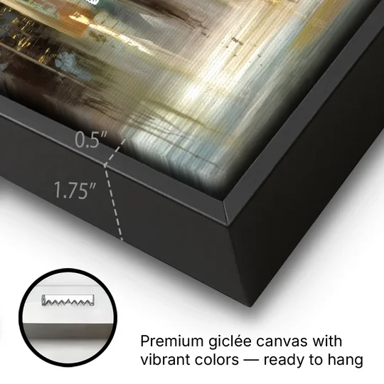 New York City Skyline in Fog - Black Framed Canvas Wall Art - Gallery Wrap Corner