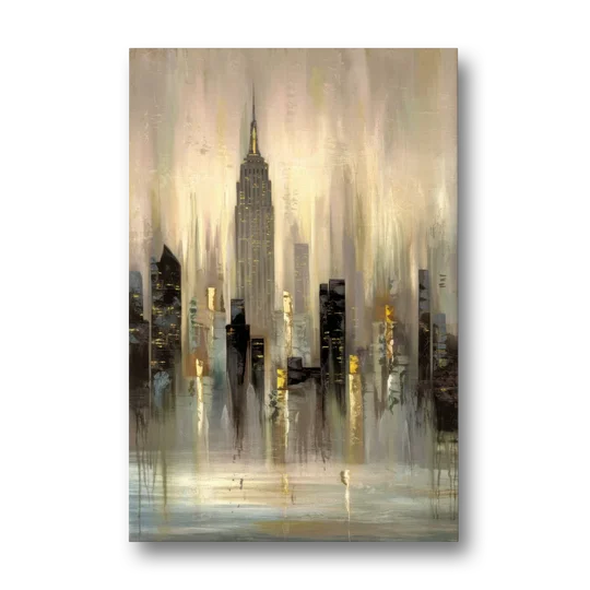 New York City Skyline in Fog - Canvas Wall Art - Front