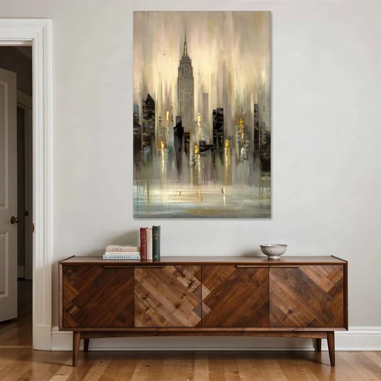 New York City Skyline in Fog - Canvas Wall Art - Coffee Table - 40x60