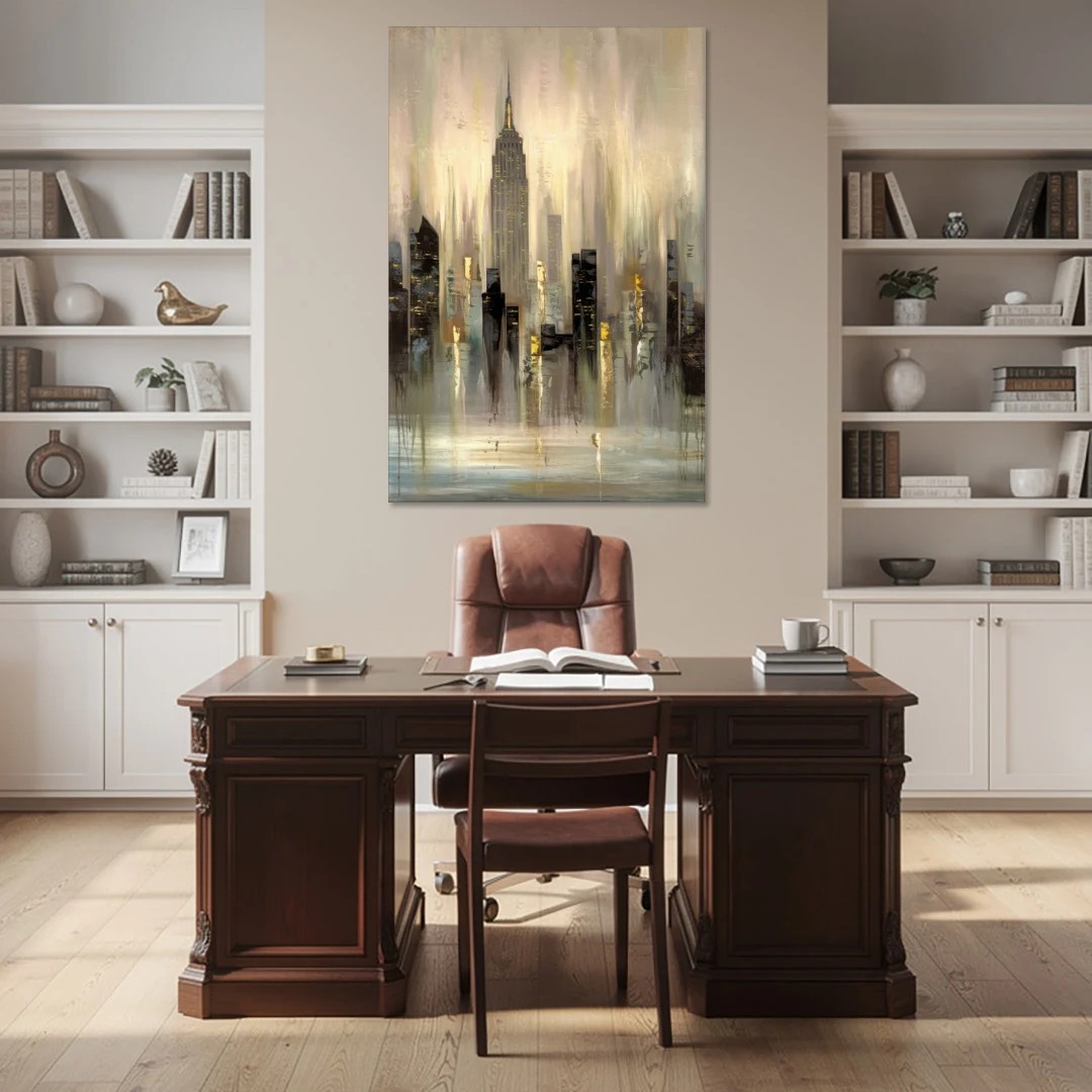 New York City Skyline in Fog - Canvas Wall Art - Office - 40x60
