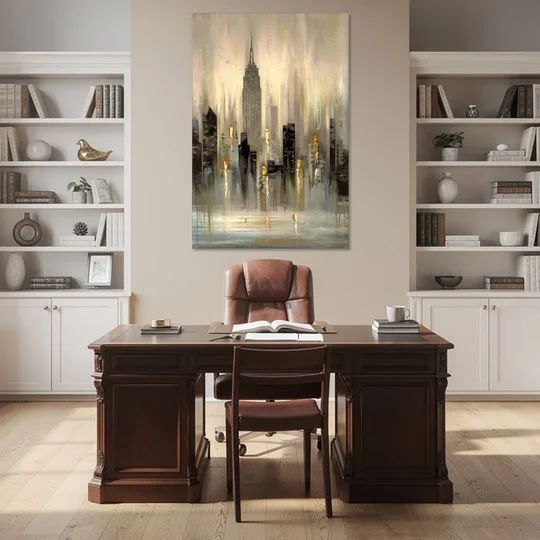 New York City Skyline in Fog - Canvas Wall Art - Office - 40x60
