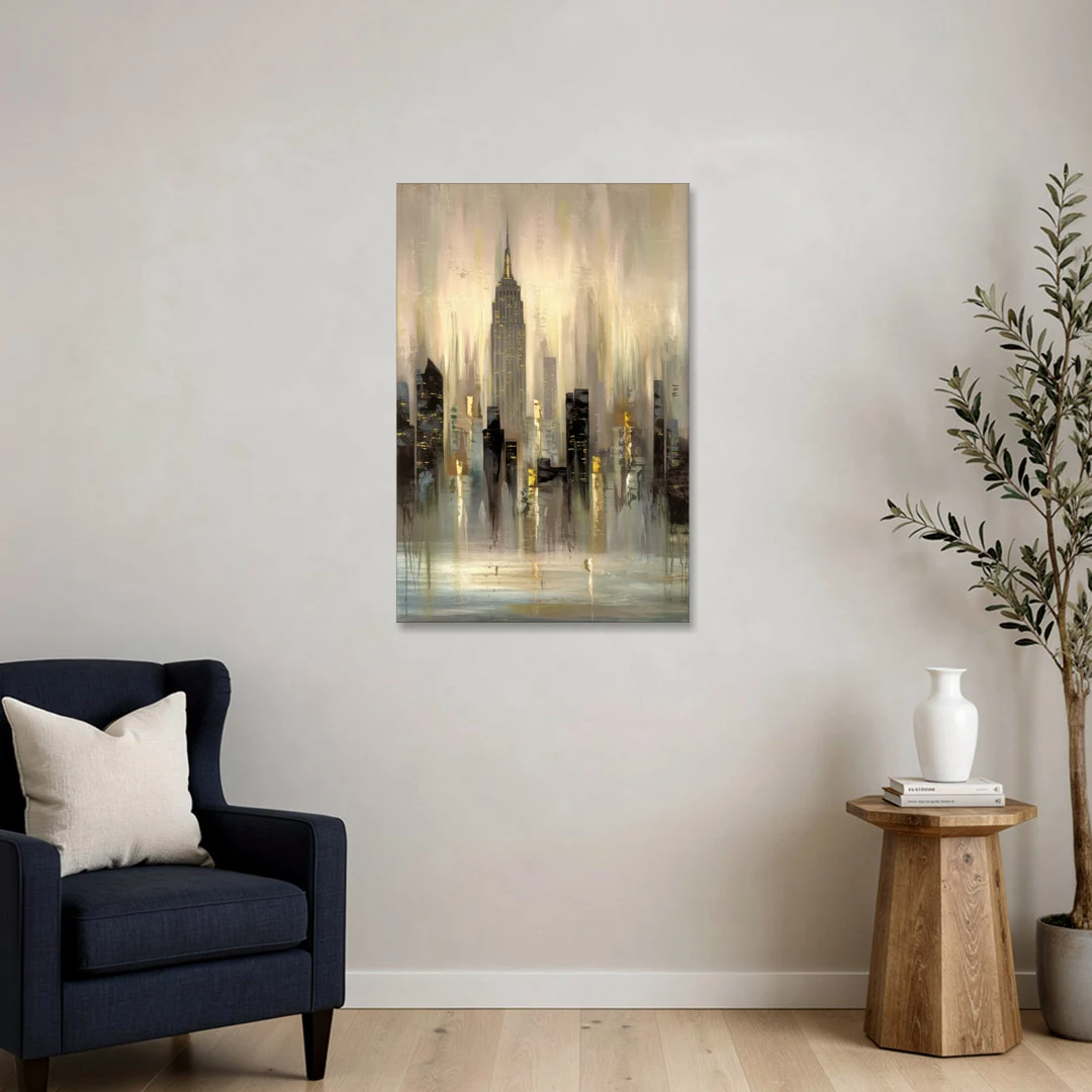 New York City Skyline in Fog - Canvas Wall Art - Sofa - 24x36