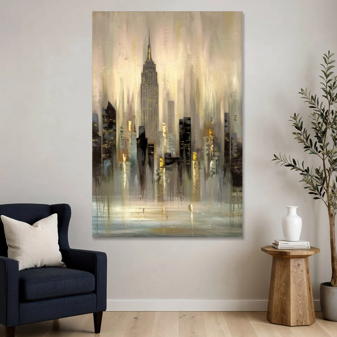 New York City Skyline in Fog - Canvas Wall Art - Sofa - 40x60