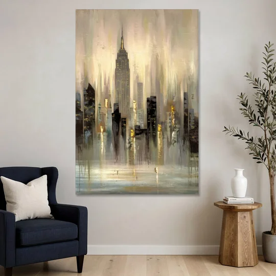 New York City Skyline in Fog - Canvas Wall Art - Sofa - 40x60
