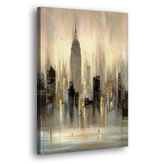 New York City Skyline in Fog - Canvas Wall Art - Side