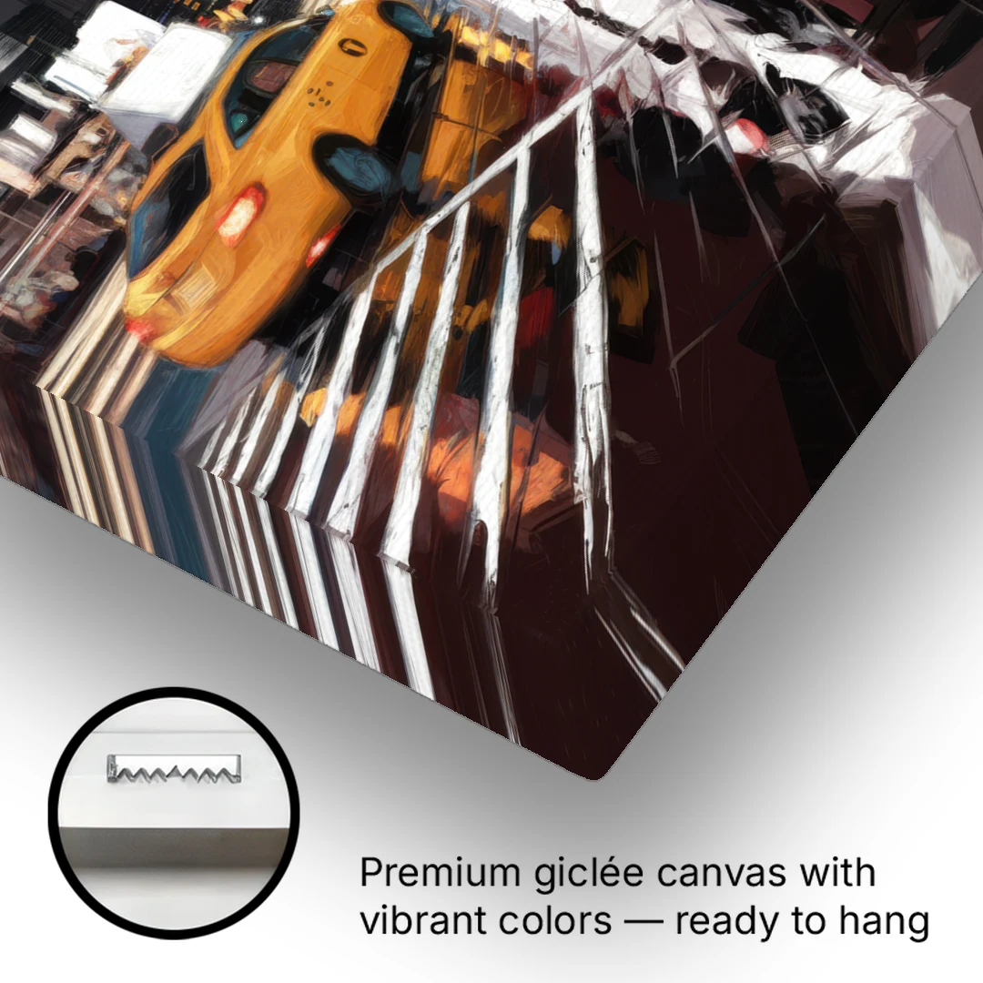 New York City Times Square in Motion Night - Canvas Wall Art - Gallery Wrap Corner