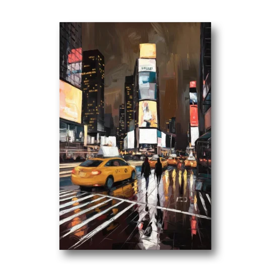 New York City Times Square in Motion Night - Canvas Wall Art - Front