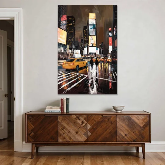 New York City Times Square in Motion Night - Canvas Wall Art - Coffee Table - 40x60